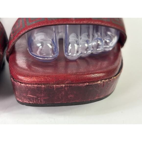 Cole Haan Resort Womens 7 B Red Leather Platform Heel Sandals Y2K Vintage - Picture 12 of 14